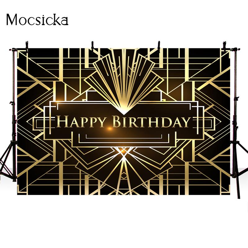 Great Gatsby Theme Birthday Party Photography Background Black Golden Line Customize Decor Backdrops Banner