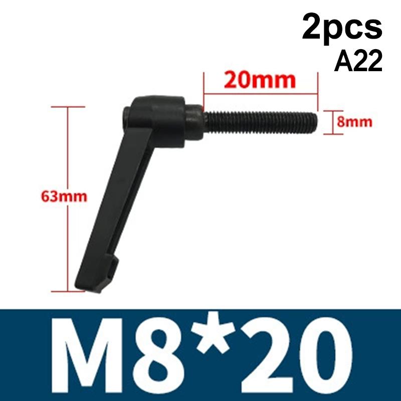 2Pcs M4 M5 M6 M8 Clamping Lever Machinery Adjustable 7-Shaped Handle Locking External Male Thread Knob