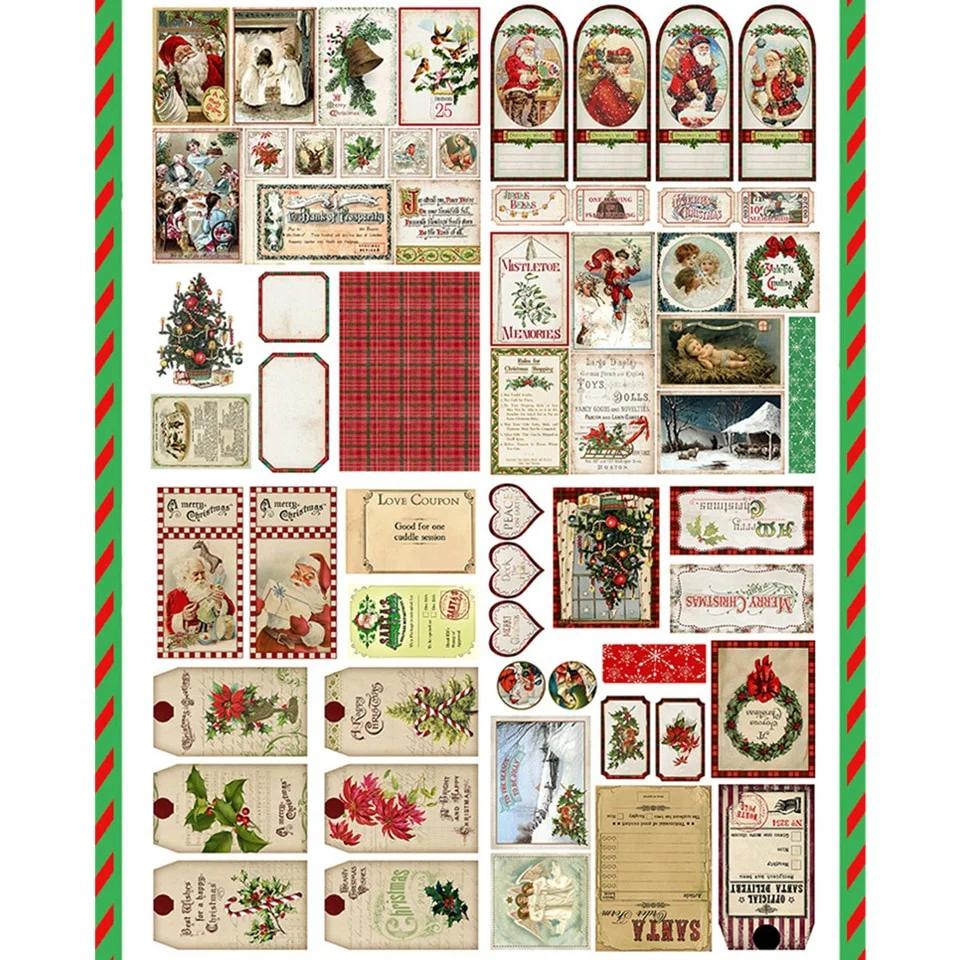 138Pcs Christmas Material Paper Stickers Kits Die Cut For Scrapbooking Journal Planner Photo Album Sticker Card Making