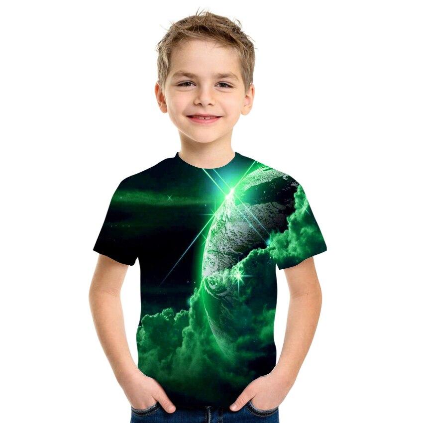 Letnia koszulka dziecięca kosmiczna gwiaździste niebo z nadrukiem 3d Harajuku Koszulka z krótkim rękawem