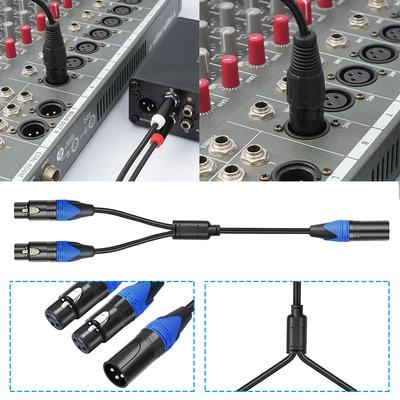 50cm 1 XLR Male To 2 XLR Female XLR Y Splitter Cable Female To 2 Male XLR Y Cable Microphone Splitter Cord for Mixer