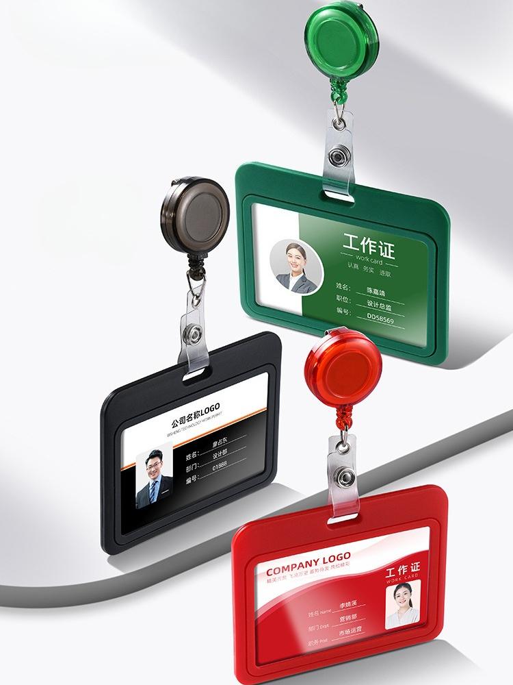 1Set Retractable Badge Holder Reel Staff Nurse Plastic Working ID Name Tag Holder Student Bus Pass Card Cover Case ID Sleeve