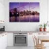 Three Piece Picture Canvas Print New York Brooklyn Bridge Purple
