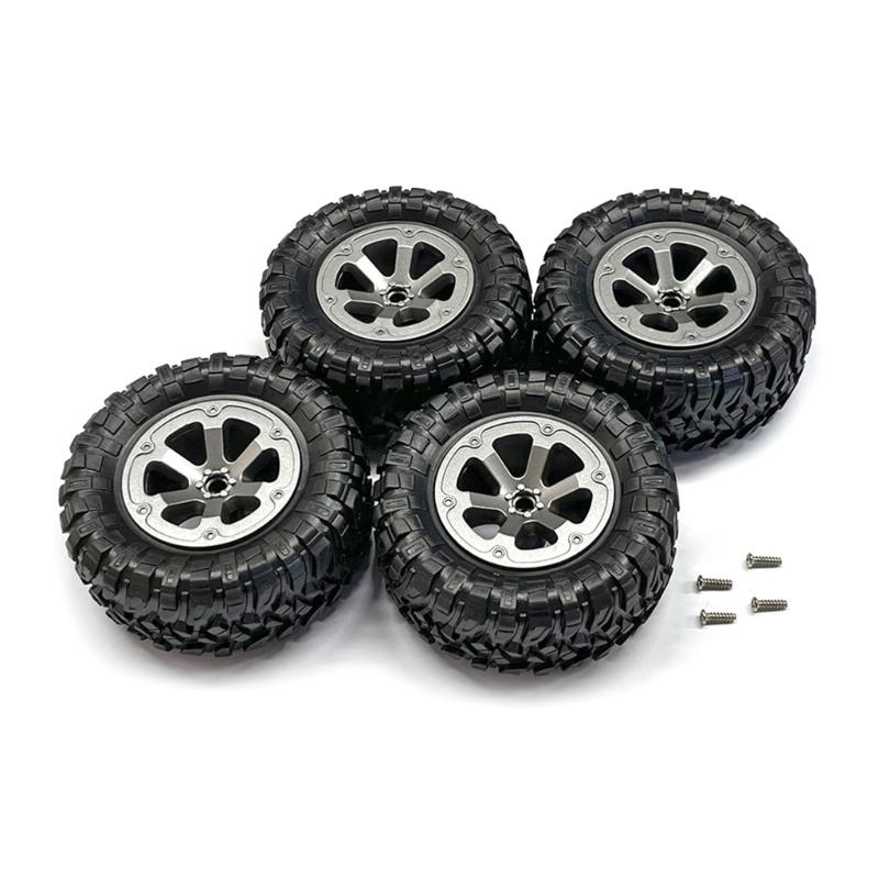 4PCS RC Military Truck 70mm Beadlock Wheel Tires & Rims Heavy Bearing Spare Part of MN90/91 FY001/002 1:12 Model for Car