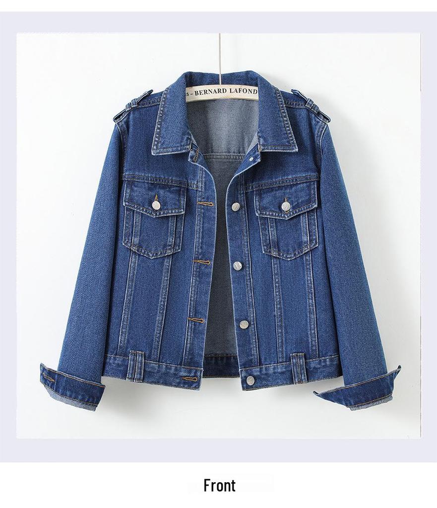 Women's Spring/Autumn 2025 Denim Jacket: Short, Slim Fit, Versatile Single-Breasted Long-Sleeve Cardigan
