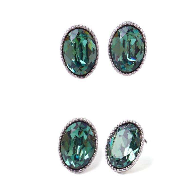 

Luhoa Oval Green Oval Crystal Earrings for Women ONECOLOR