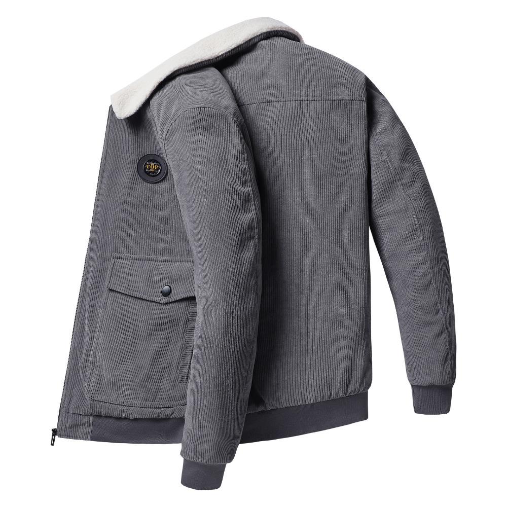 Corduroy lamb wool jacket men's winter loose fleece thickened casual lapel jacket men's clothes