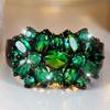 Luxurious Sparkling Green Color Zircon Inlaid Women's Ring, Suitable As A Jewelry Anniversary Gift for Wives and Mothers