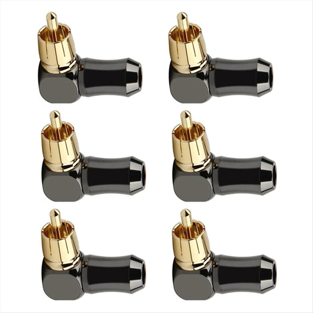 6Pcs Connector Audio Plug Male 90 Degree Right Angle Elbow Speaker Terminal Conector for Soldering Video Cable