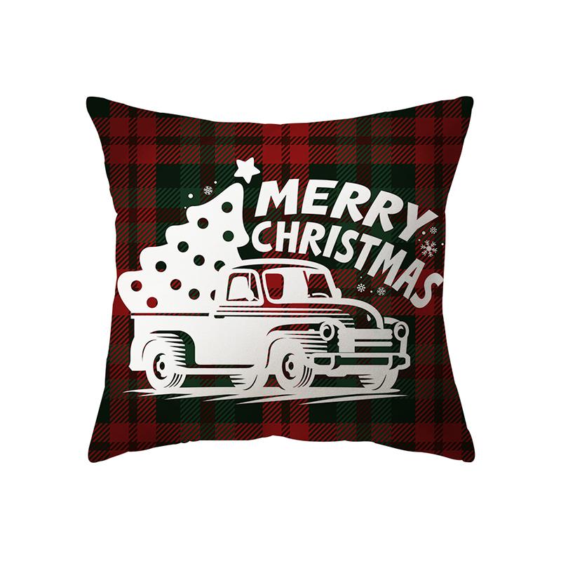Christmas Theme Elk Print Pattern Cushion Cover Home Living Room Sofa Decoration Square Polyester Pillow Pillow Cover