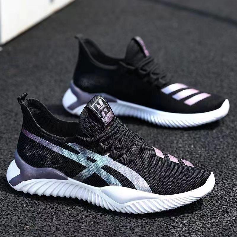 New 2025 Breathable Soft Sole Trendy Black Men's Casual Korean Style Running Shoes