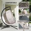 Hanging Chair with Stand, Egg-Shaped Hanging Swing with Removable Washable Cushion, Hammock for 2 People, Swing Chair Indoor Outdoor, Sand+Black