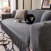 Jacquard Sofa Cover with Skirt Universal Full Coverage Stretch Slip Proof Fabric Couch Dust Protector