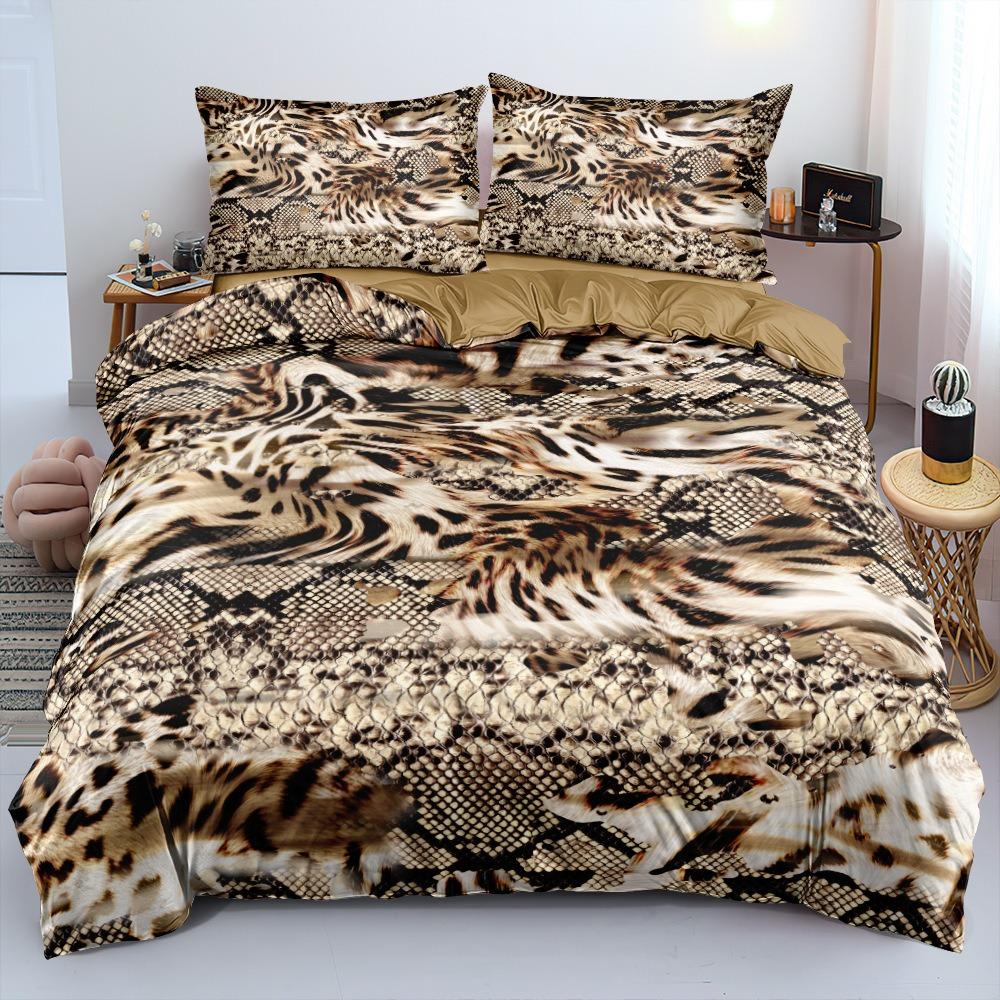 Leopard print Duvet Cover pillowcase Bedding Bedroom Decoration Children Gift adult Single Double bed Large SizeZip Duvet Cover