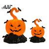 Spooky Gothic Decoration Halloween LED Candle Light Figurine, Bat Tombstone Glowing Tabletop Ornament, Warm Theme Decor Pumpkin Prop for Escape