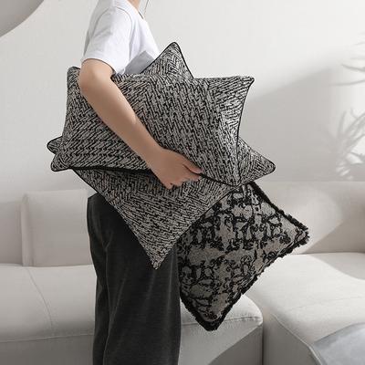 Polyester-cotton Vintage Yarn-dyed Jacquard Fringed Pillowcase Sofa Cushion Pillowcase Home Living Room Pillow