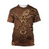 Men'S New Summer 3d Printing Hd Printed O-Collar Short Sleeve T-Shirt Ocean Octopus Art Personality Retro Plus Size Loose Top