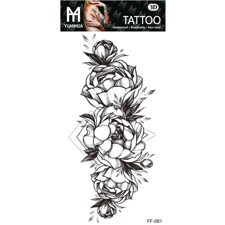 Plain Flower Bohemian Blue Rose Mermaid Waterproof Tattoo Sticker Simulation Water Transfer Sample Sticker