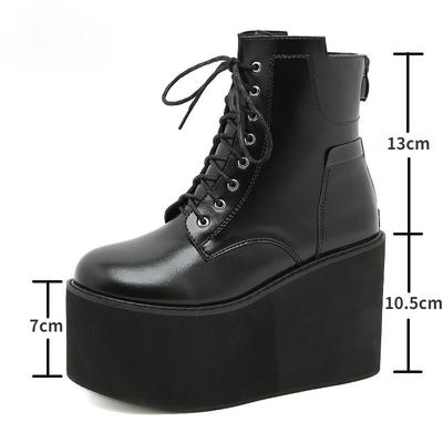 Mode 2025Gothic Zwarte Platform Enkellaarsjes Dames Dikke Zool Hoge Hakken Dameslaarzen Punk Wedges Damesschoenen Booties Dames Maat 43