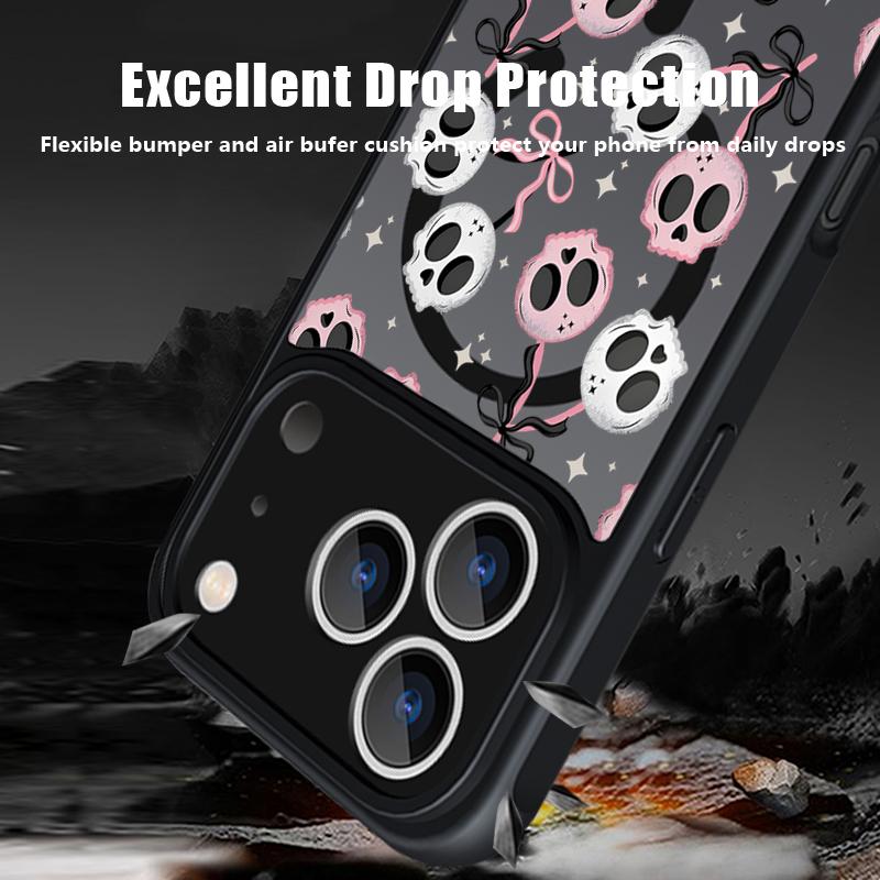 Creative Skull Pattern Magnetic Phone Case For iPhone 17e 17 16 15 14 13 Pro Max 16e 11 For Magsafe Wireless Charge Hard Cover