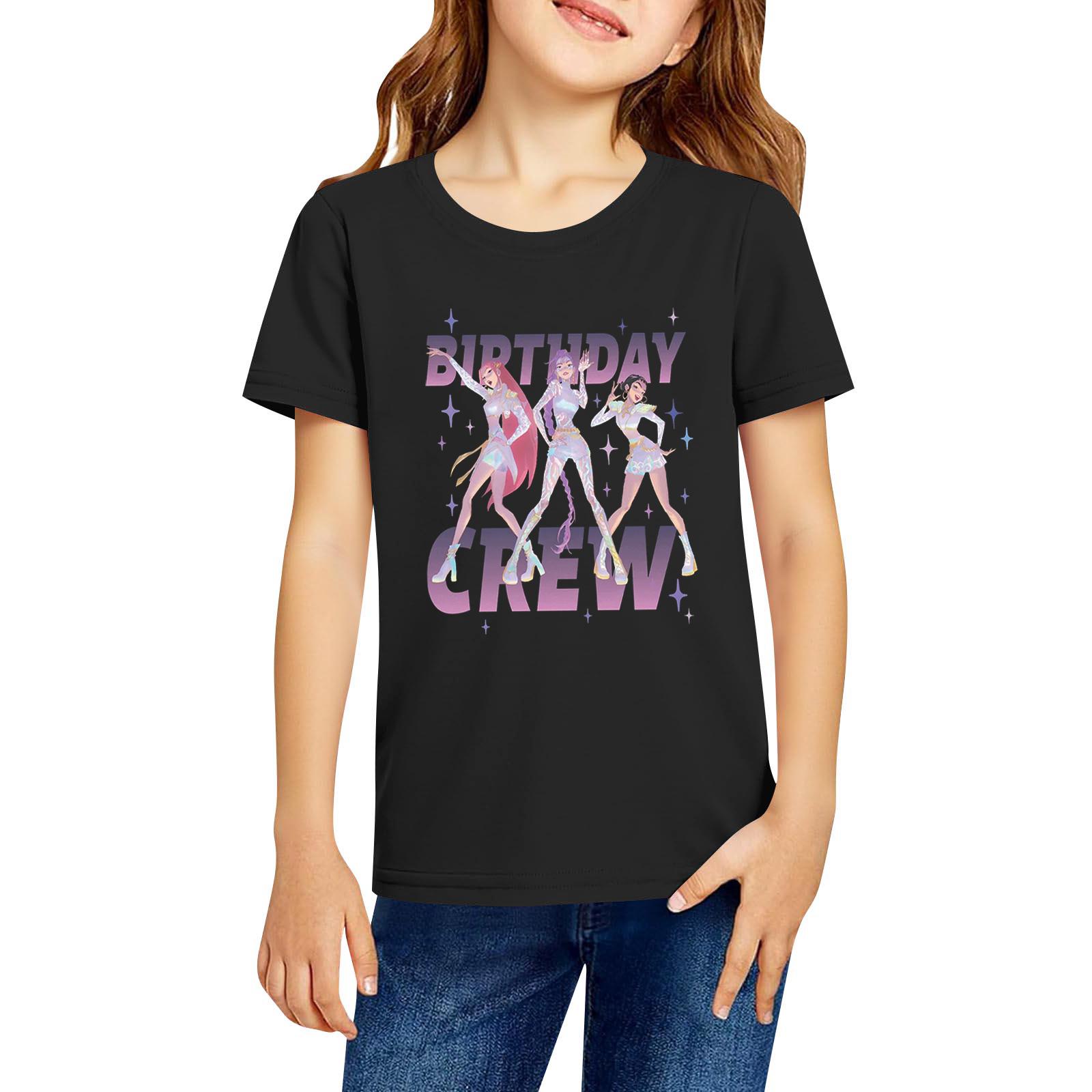 

Модная рабочая одежда с короткими рукавами и круглым вырезом, топы с принтом для детских летних топов 110