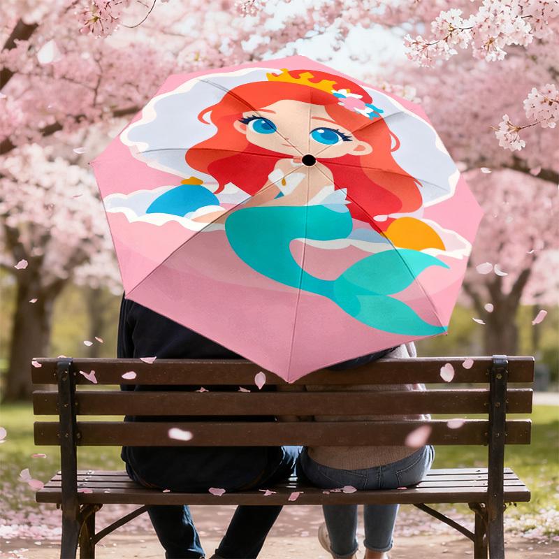 1pc Mermaid Shell Pattern Umbrella Design Automatic Opening and Closing Umbrella, High-quality Travel Umbrella, c1128277