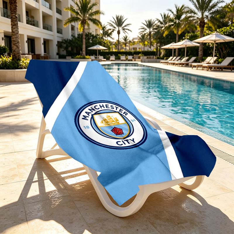 Manchester City FC Druck Strandtuch Design, Weich, Leicht. für Zuhause, Badezimmer, Spa, Pool, Yoga, Surfen, Camping, Geschenk für Familie, Freund