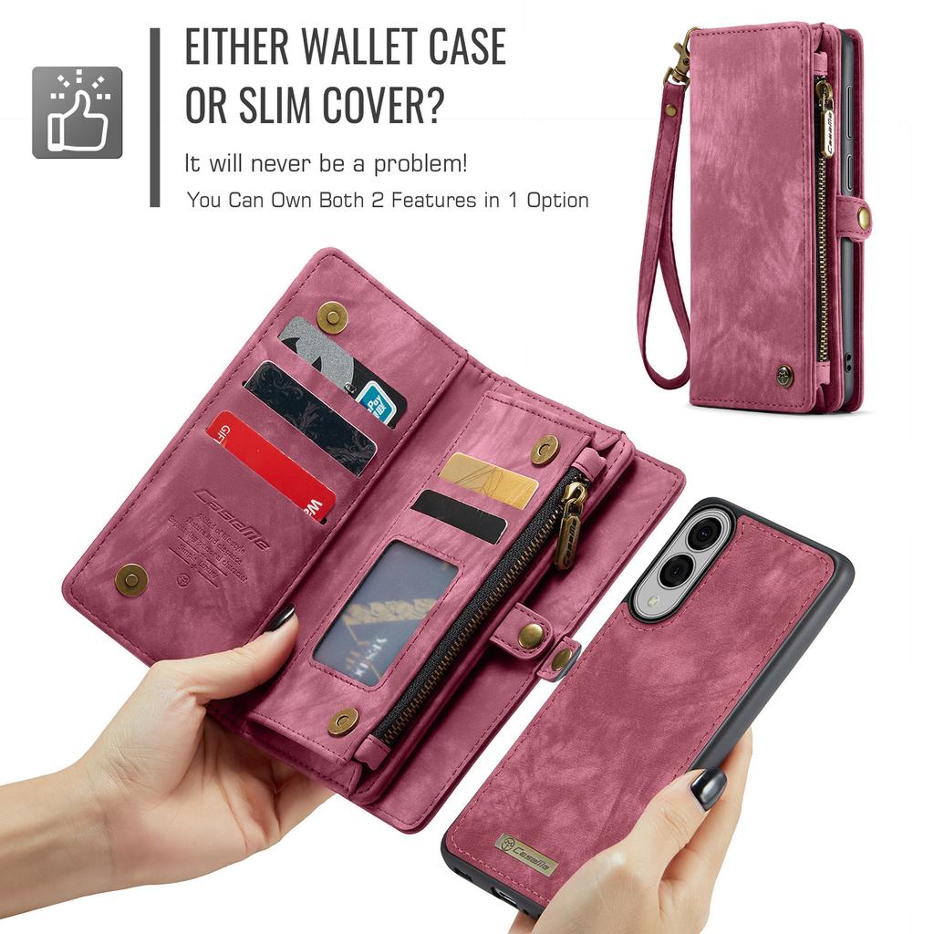 For Samsung Galaxy S25 Edge Phone Cases CASEME Leather Cover with Detachable Wallet and Strap