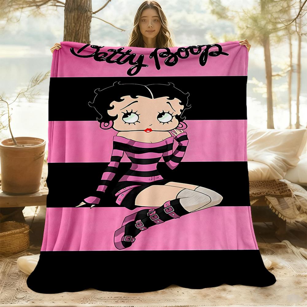 1PC Betty Boop Outdoor Blanket Lightweight Flannel, Soft & Warm, All-Season Use for Sofa, Outdoor, Camping, Living Room, Office41
