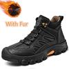 Fashion Genuine Leather Men's Snow Boots Super Warm Plush Outdoor Boots Retro Style Non-slip Hiking Boots Winter Travel Hiking Footwear