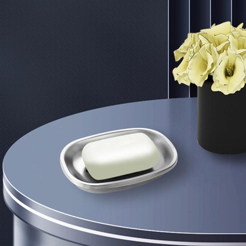 Modern Double Layer Soap Dish Keep Soap Dry for Bathroom or Kitchen Use Portable Stainless Steel Shower Soap Tray