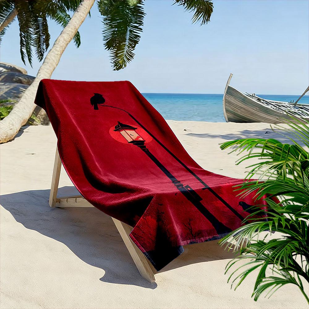 Crimson twilight serenade Print beach towel, quick drying, suitable for travel, outdoor sports, jogging, the beach and swimming, gift