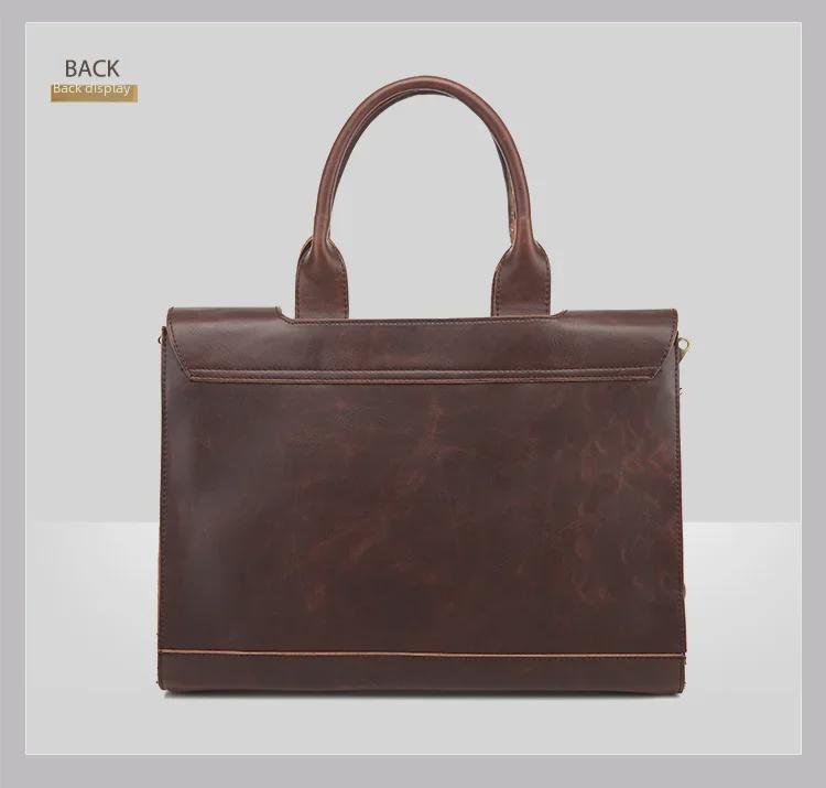 Koreańska Męska Torba Kurierska Retro Business - Skóra Crazy Horse na Ramię i do Ręki, Teczka Podróżna