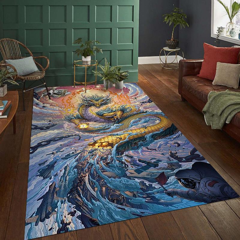 Japanische Kultur Chinesischer Drache Heimdeko Teppiche für Schlafzimmer Quadratische Matten Hotelteppich Wohnzimmer Kinderspielmatten Geburtstagsgeschenke