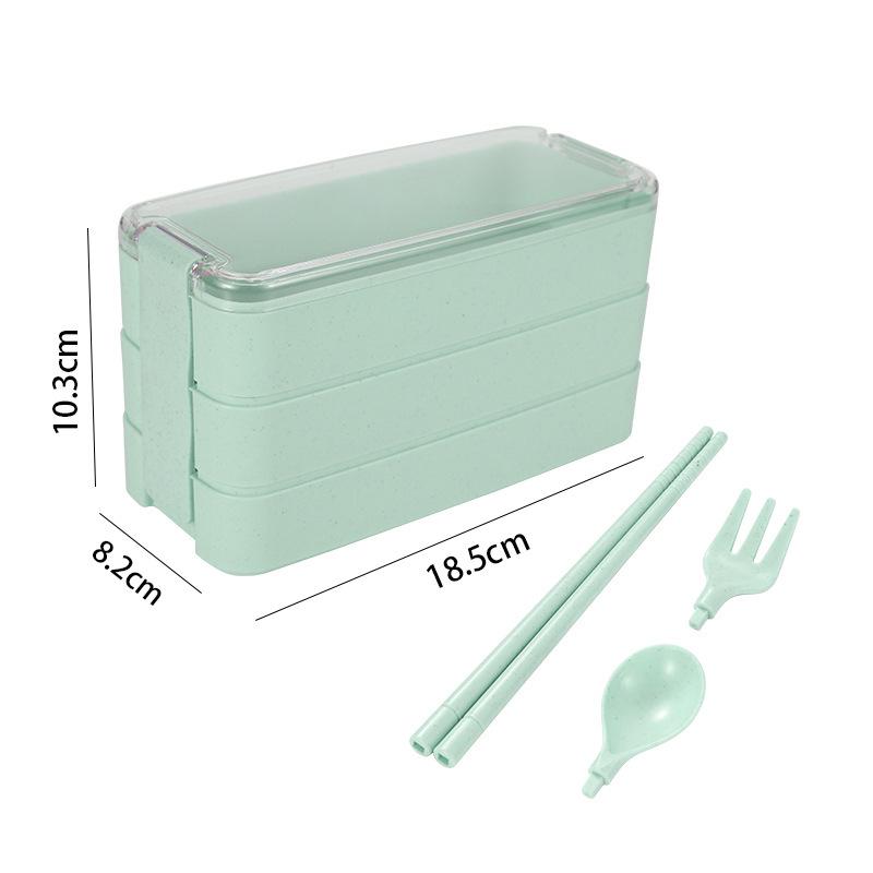Portable Wheat Straw Bento Box: Insulated, Multi-Compartment, Japanese-Style, Microwave Safe for Office Workers & Students