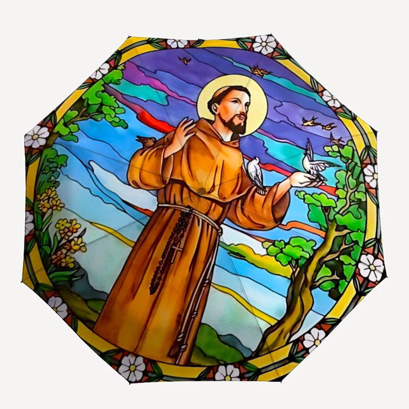 

1PC Saint Francis of Assisi Folding Umbrella with 8 Frames, Automatic Open, Durable Frame, Quality Craftsmanship yy250912104