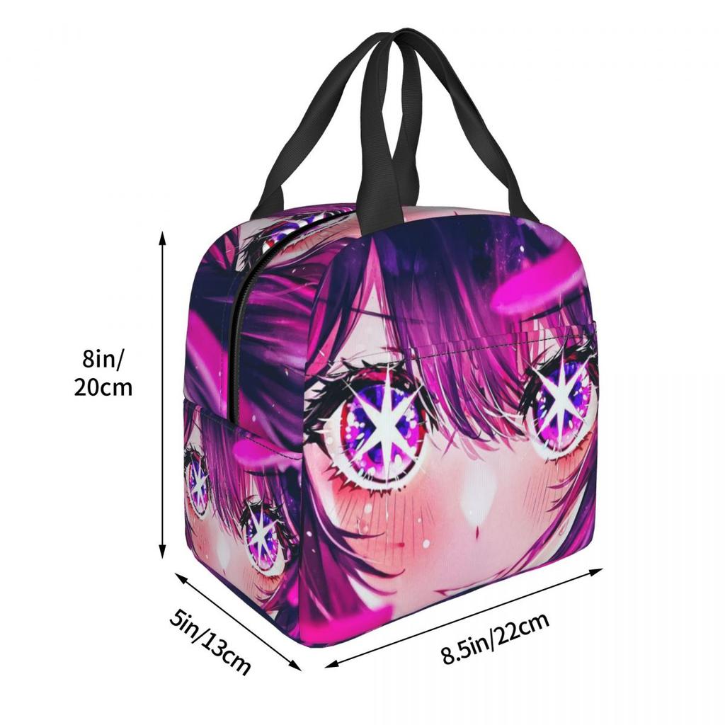 Oshi No Ko Anime Kawaii Insulated Lunch Bag for Kids School Cooler Thermal Food Box Tote Leakproof Lunch Boxes Container
