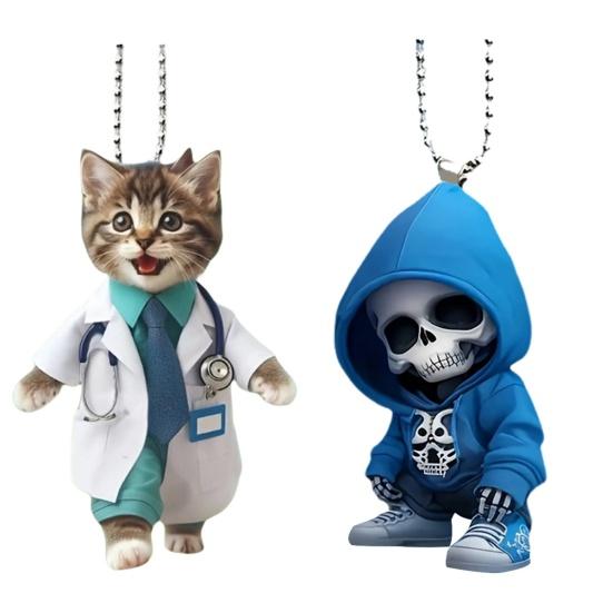 Mikina Lebka akrylová závěsná dekorace Domácí interiér Vánoční stromeček Auto Zpětné zrcátko 2D Plochý pes Kočka závěsná ozdoba Kreslený přívěsek zvířátka
