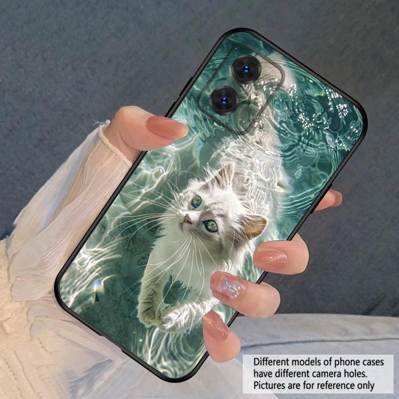 Cat In the Water For Moto Edge 40 50 Neo 5G E 14 15 G04 G05 4G G24 G34 G35 G54 POWER G55 G75 G84 85 Silicone Soft Phone Case
