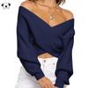 Striped V-Neck Loose Knit Sweater