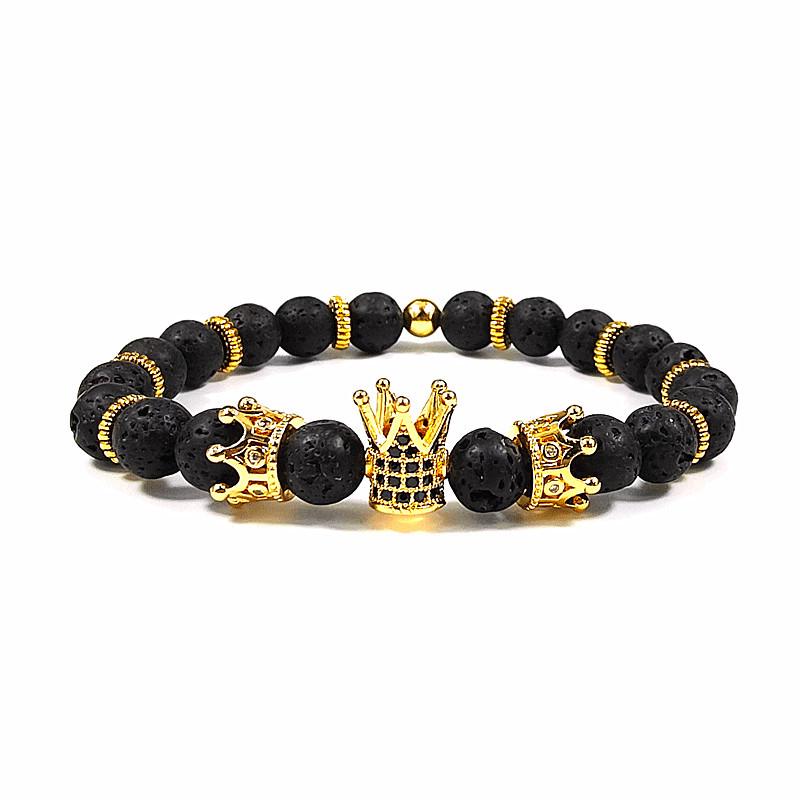 Volcanic Blue Pine Crown Natural Stone Unisex Bracelet 8mm