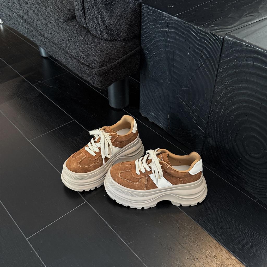 Cowhide Version~ Genuine Leather Thick-soled Inner Height Increase Casual Shoes Versatile Sports Dad Shoes Women's Shoes Forrest Gump Shoes German Tr