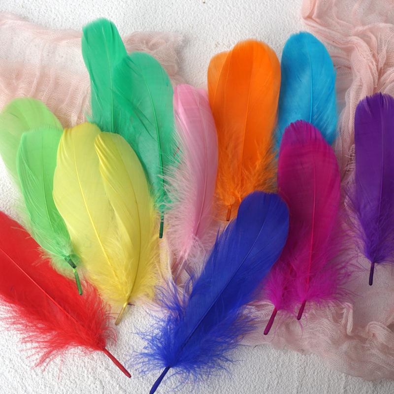 50Pcs Goose Feather Soft Big Floating Diy Sunflower Wall Decoration Dream Catcher Wing Decoration Handmade Material Colored Cat Stick Feather