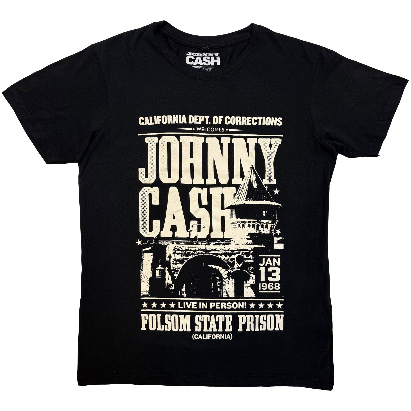 Johnny Cash Carbon TShirt Prison Poster Black OFFICIAL NEW XL