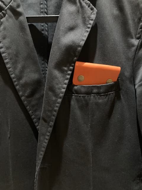 Premium Tochigi Leather Pen Fits in Pants or Jacket Made in Japan Case, Pocket, (Orange)