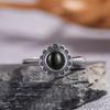 Vintage 925 Sterling Copper Ring Natural Black Onyx Ring Oval Round Stone Retro Fine Zircon Gift Sun Shaped For Women Men