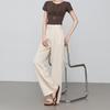 Summer cool Korean gentle wind pants fashion wide-leg pants high waist breathable straight tube thin commuter pants versatile women