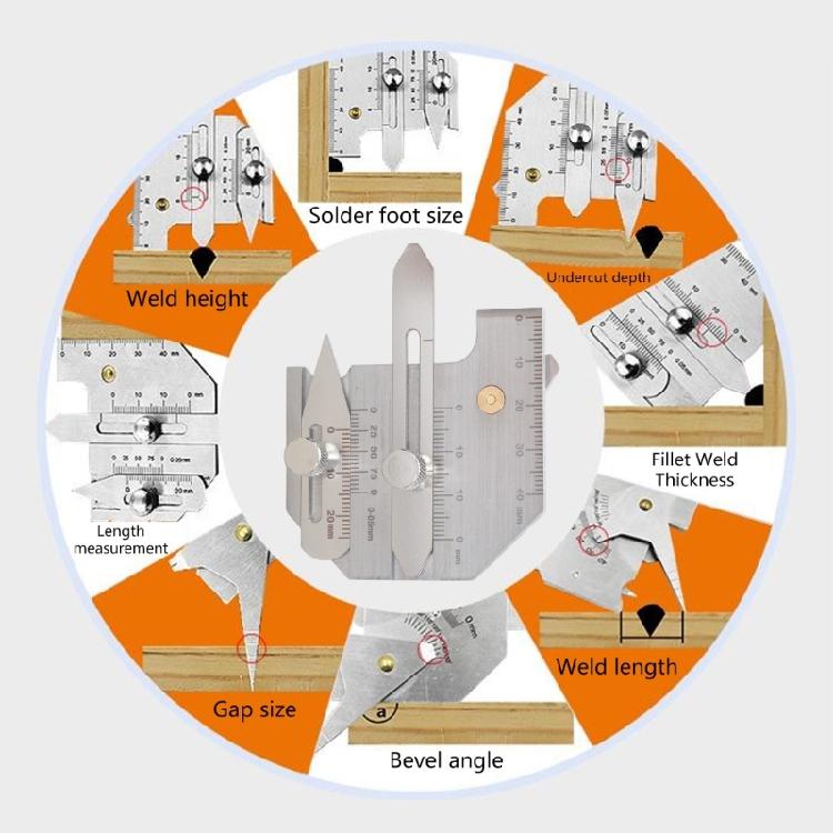 Welding Inspection Ruler Stainless Steel Double Slide Welding Pit Seam Gauge