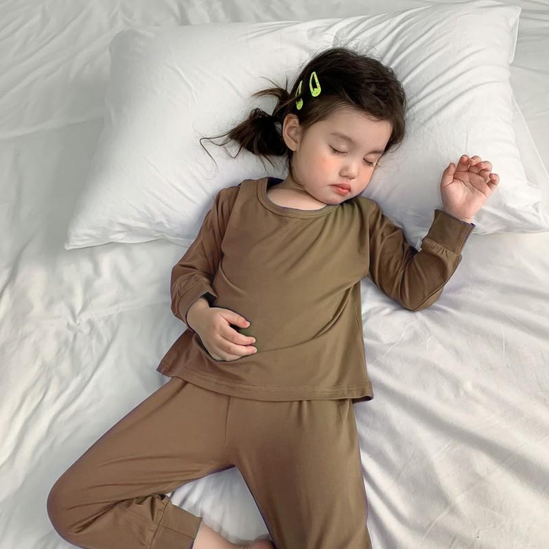 Kids High Waist Pajama Set Soft Modal Loungewear Boys Girls 80-140cm
