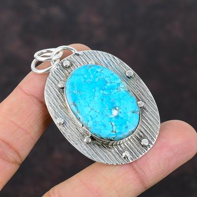 Tibetan Turquoise Pendant Handmade Designer Jewelry 925 Sterling Silver Pendant Very Pretty Gemstone Pendant Gift For Wife Statement Pendant